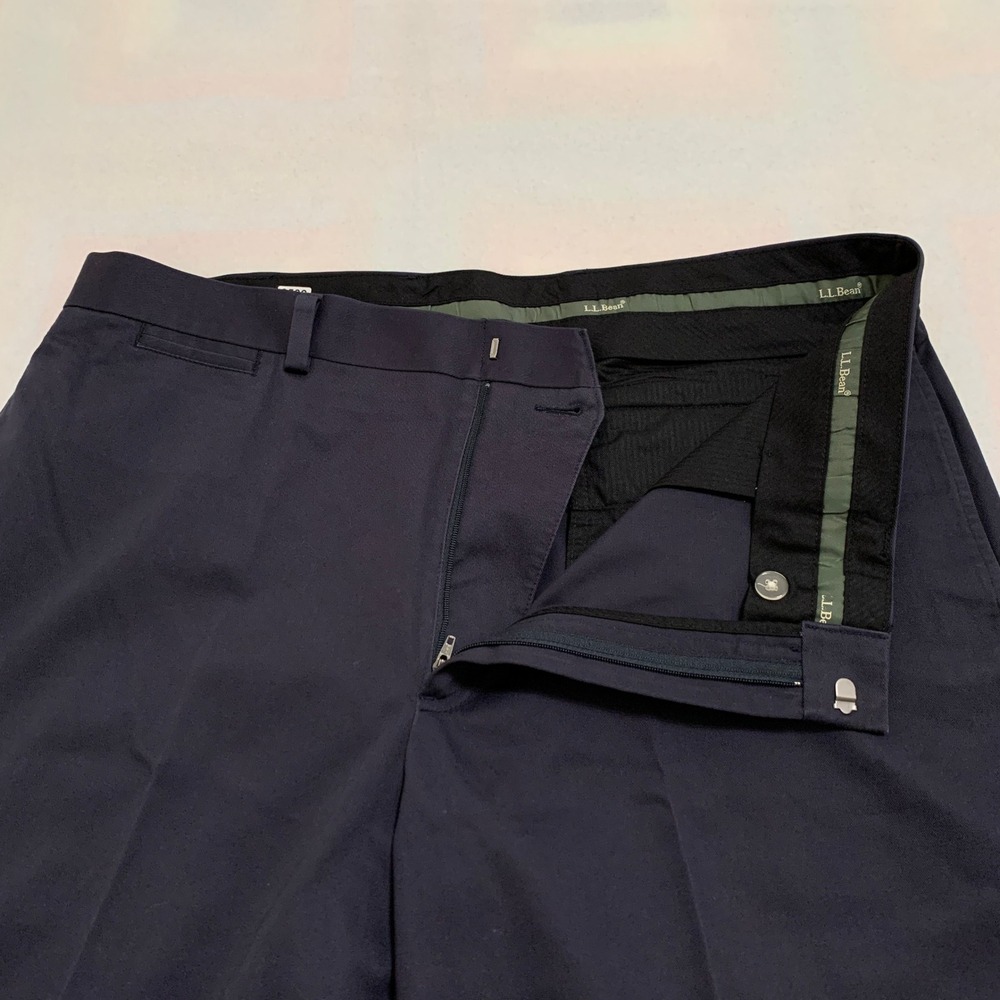 L.L.Bean‎ Men's Classic Fit Flat Front Cotton Chino Pants Navy Blue Size 38x29 - Picture 4 of 11